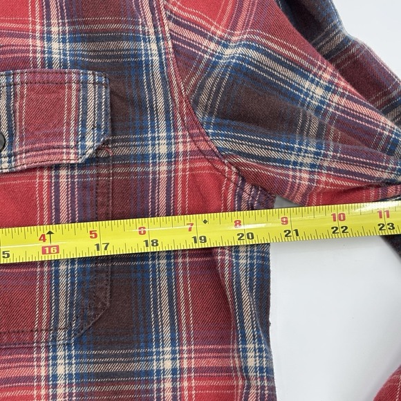 Vintage FADED GLORY Plaid Shirt Mens M Blue Orange Brown Blanket Plaid Grunge - Picture 7 of 8